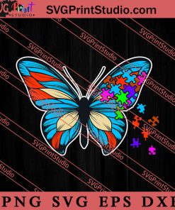 Autism Awareness Butterfly SVG, Autism Awareness SVG, Puzzle SVG PNG EPS DXF Silhouette Cut Files