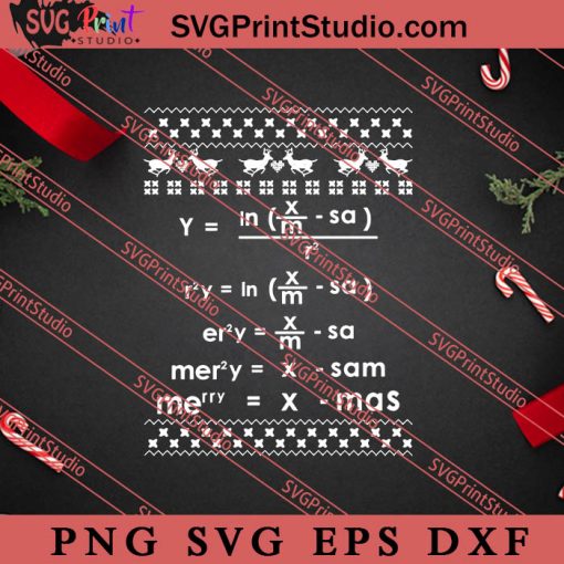 Merry Christmas Math Equation SVG, Merry X'mas SVG, Christmas Gift SVG PNG EPS DXF Silhouette Cut Files