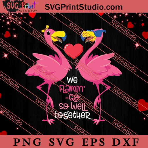 Flamingo Valentine Matching Couples SVG, Happy Valentine's Day SVG, Valentine Gift SVG PNG EPS DXF Silhouette Cut Files