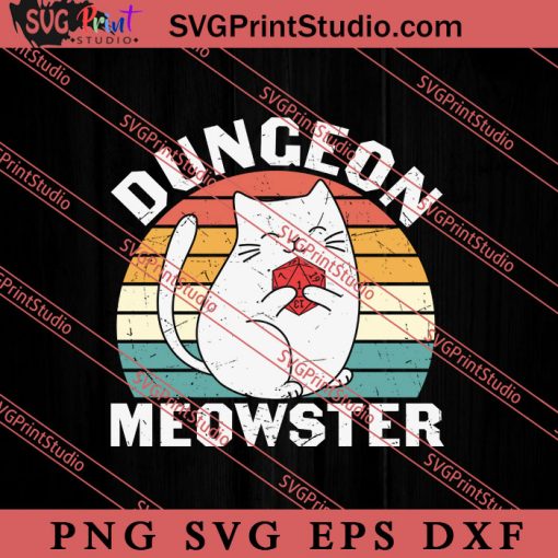 Funny Cat Design Dungeon Meowster SVG, Cat SVG, Kitten SVG, Animal Lover Gift SVG, Gift Kids SVG PNG EPS DXF Silhouette Cut Files