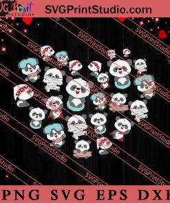Panda Lover Heart Valentine Day SVG, Happy Valentine's Day SVG, Valentine Gift SVG PNG EPS DXF Silhouette Cut Files