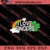 I Love Gingers Rainbow Shamrock SVG, Irish Day SVG, Shamrock Irish SVG, Patrick Day SVG PNG EPS DXF Silhouette Cut Files