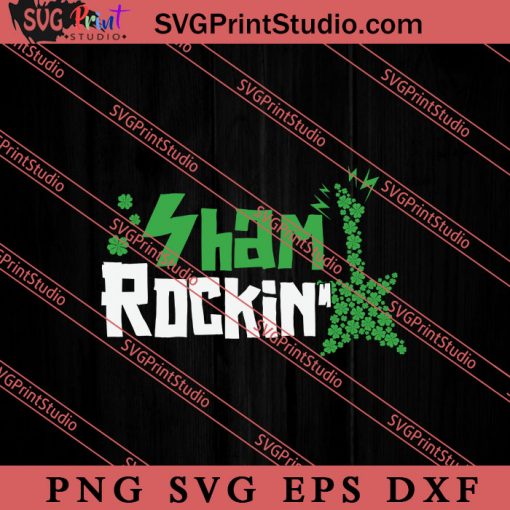 Shamrockin Electric Guitar Patricks Day SVG, Irish Day SVG, Shamrock Irish SVG, Patrick Day SVG PNG EPS DXF Silhouette Cut Files