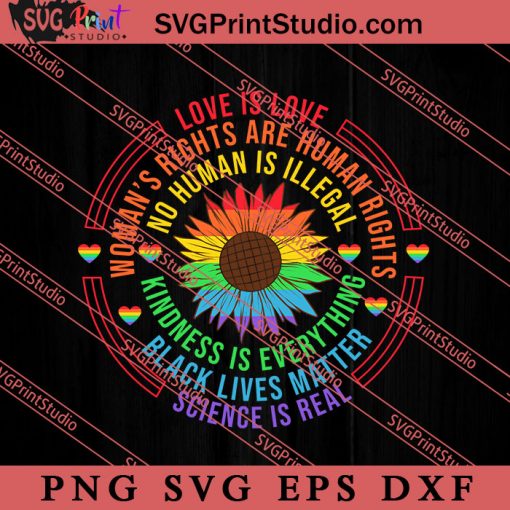 Rainbow Sunflower LGBT Pride SVG, LGBT Pride SVG, Be Kind SVG
