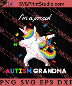 Proud Autism Grandma Dabbing Unicorn SVG, Autism Awareness SVG