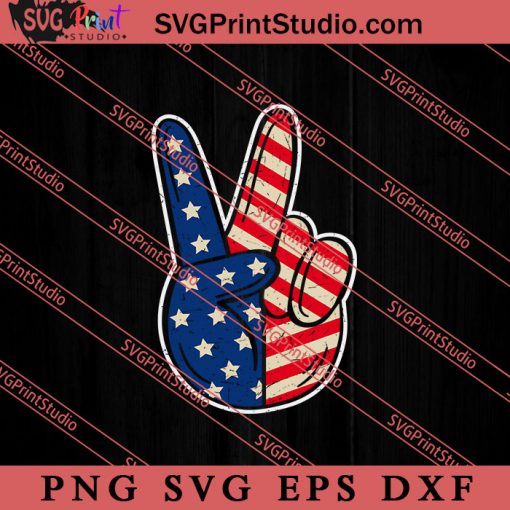 Peace Sign Hand Patriotic American SVG, 4th of July SVG, America SVG