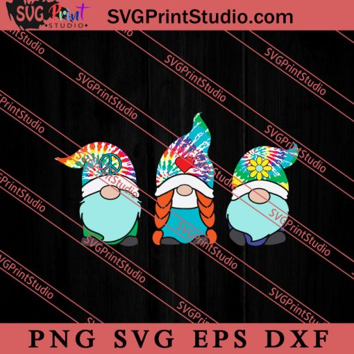 3 Hippie Gnomes Tie Dye SVG, Peace Hippie SVG, Hippie SVG