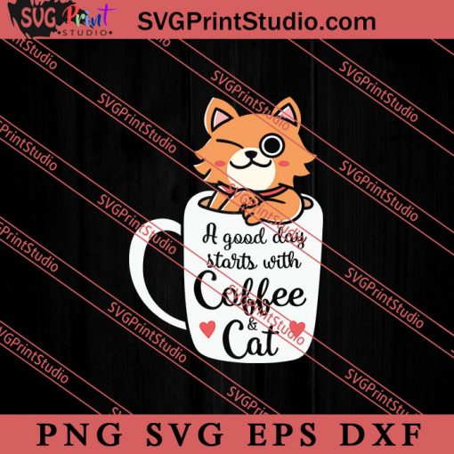 Funny Cat Coffee Mug Cat SVG, Cat SVG PNG EPS DXF Silhouette Cut Files