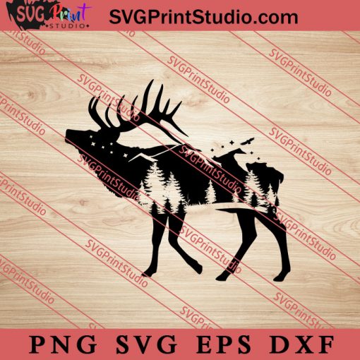 Nature Moose SVG, Nature SVG, Forest SVG PNG EPS DXF Silhouette Cut Files