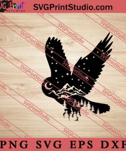 Nature Owl Night SVG, Nature SVG, Forest SVG PNG EPS DXF Silhouette Cut Files