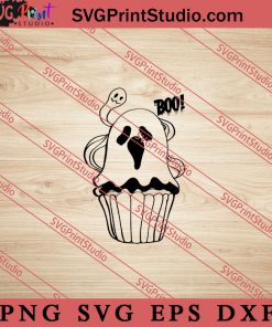 cupcake Ghost Boo SVG, Cupcake SVG, Halloween SVG PNG EPS DXF Silhouette Cut Files