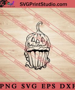 cupcake Pumpkin SVG, Cupcake SVG, Halloween SVG PNG EPS DXF Silhouette Cut Files