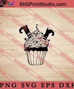 cupcake Witch Boot SVG, Cupcake SVG, Halloween SVG PNG EPS DXF Silhouette Cut Files