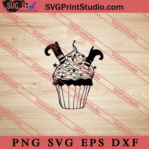 cupcake Witch Boot SVG, Cupcake SVG, Halloween SVG PNG EPS DXF Silhouette Cut Files