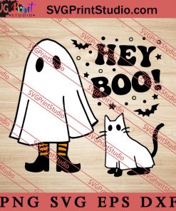 Hey Boo Ghost Girls With-Ghost Cat svg Spooky Halloween svg Boo Crew Svg Png Eps dxf