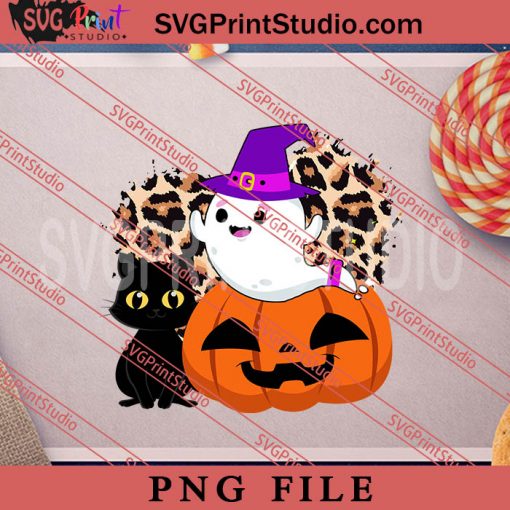 Cute Halloween Girl Ghost PNG, Cat PNG, Happy Halloween PNG Digital Download