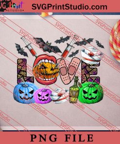 LOVE Halloween Nurse Sublimation PNG, Halloween PNG, Witch PNG Digital Download