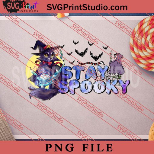 Stay Spooky With Black Cat PNG, Cat PNG, Happy Halloween PNG Digital Download
