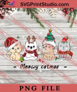 Meowy Catmas PNG, Merry Christmas PNG, Animals PNG Digital Download