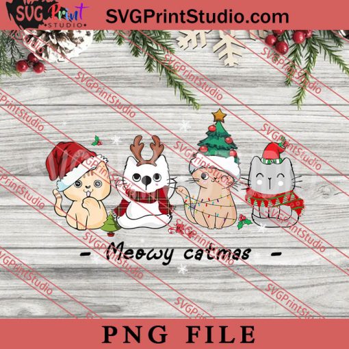 Meowy Catmas PNG, Merry Christmas PNG, Animals PNG Digital Download