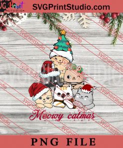 Meowy Catmas Tree Xmas PNG, Merry Christmas PNG, Animals PNG Digital Download