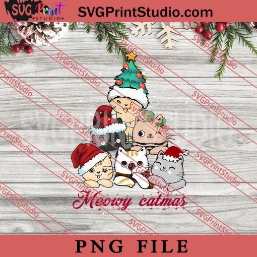 Meowy Catmas Tree Xmas PNG, Merry Christmas PNG, Animals PNG Digital Download