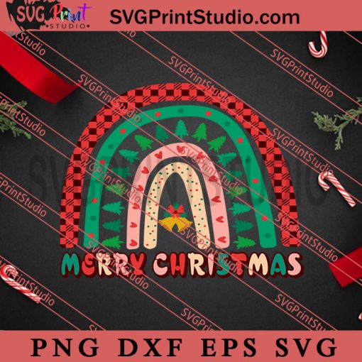 Merry Christmas retro Rainbow SVG, Merry Christmas SVG, Xmas SVG EPS DXF PNG Digital Download