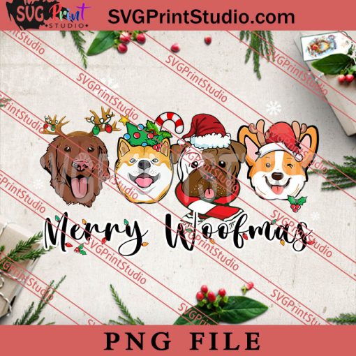 Merry Woofmas Dogs PNG, Merry Christmas PNG, Animals PNG Digital Download