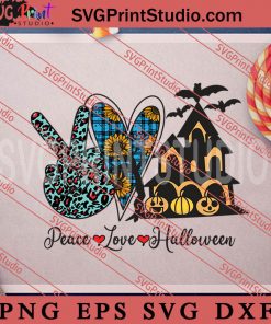 Peace Love Halloween SVG, Happy Halloween SVG, Witch SVG EPS DXF PNG Digital Download