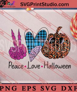 Peace Love Halloween Pumpkin SVG, Happy Halloween SVG, Witch SVG EPS DXF PNG Digital Download