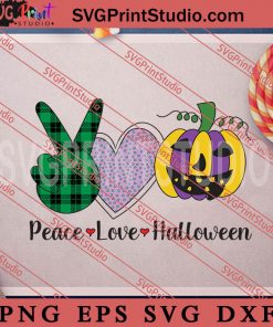 Peace Love Halloween Pumpkin SVG, Happy Halloween SVG, Witch SVG EPS DXF PNG Digital Download