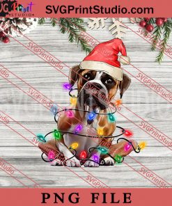 Boxer Christmas Tree Lights PNG, Merry Christmas PNG, Dog PNG Digital Download