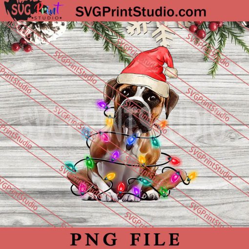 Boxer Christmas Tree Lights PNG, Merry Christmas PNG, Dog PNG Digital Download