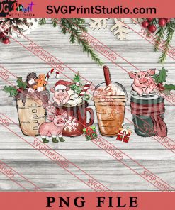 Christmas Coffee Pig PNG, Merry Christmas PNG, Animals PNG Digital Download