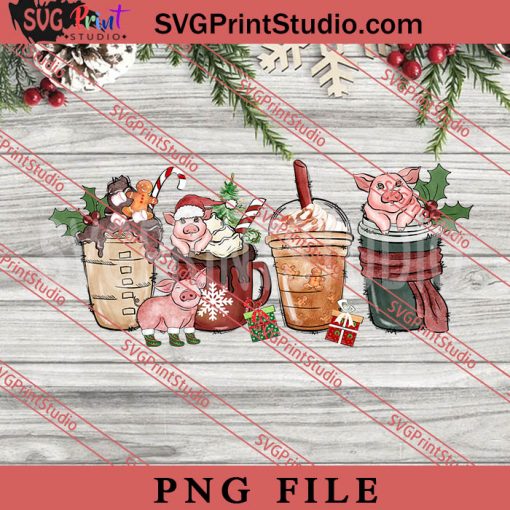 Christmas Coffee Pig PNG, Merry Christmas PNG, Animals PNG Digital Download