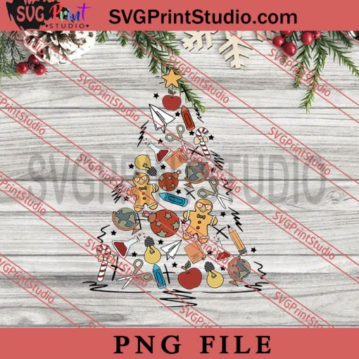 Christmas Teacher Tree PNG, Merry Christmas PNG, Teacher PNG Digital Download