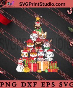 Christmas Tree Xmas Lights Dog SVG, Merry Christmas SVG, Dog Christmas SVG EPS DXF PNG Digital Download