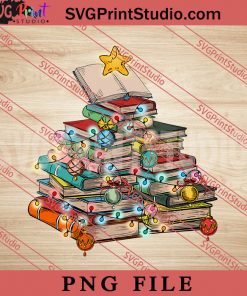 Christmas Tree by Books PNG, Merry Christmas PNG, Teacher PNG Digital Download