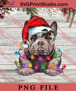 French Bulldog Christmas Tree Lights PNG, Merry Christmas PNG, Dog PNG Digital Download