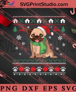 Funny Pug Ugly Christmas Sweaters SVG, Merry Christmas SVG, Dog Christmas SVG EPS DXF PNG Digital Download