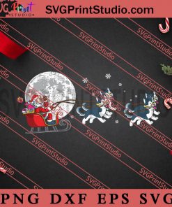 Funny Reindeer Christmas Moon Santa SVG, Merry Christmas SVG, Dog Christmas SVG EPS DXF PNG Digital Download