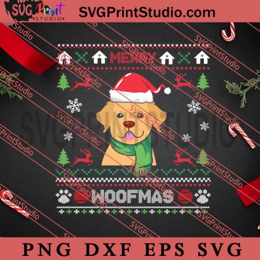 Golden Retriever Merry Woofmas SVG, Merry Christmas SVG, Dog Christmas SVG EPS DXF PNG Digital Download