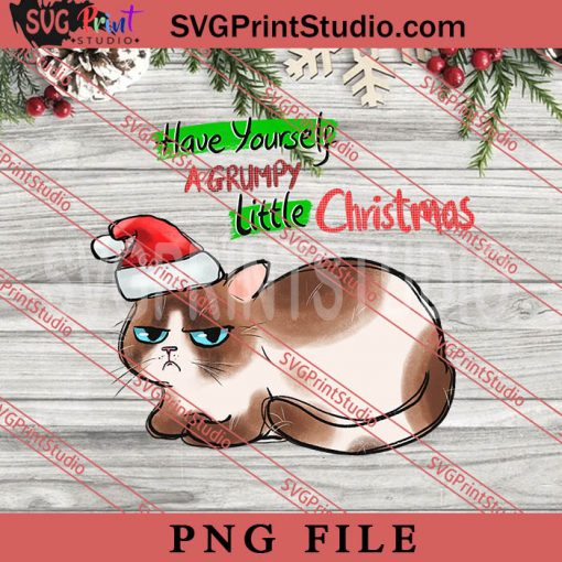 Have Yourself A Grumpy Little Christmas PNG, Merry Christmas PNG, Funny Cat PNG Digital Download