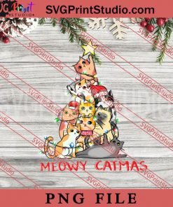 Meowy Catmas PNG, Merry Christmas PNG, Funny Cat PNG Digital Download