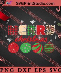 Merry Christmas Plaid Leopard Balls SVG, Christmas Gift SVG, Leopard SVG PNG EPS DXF Silhouette Cut Files