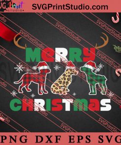 Merry Christmas Plaid Leopard Dog SVG, Christmas Gift SVG, Leopard SVG PNG EPS DXF Silhouette Cut Files