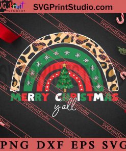 Merry Christmas Rainbow Leopard SVG, Christmas Gift SVG, Leopard SVG PNG EPS DXF Silhouette Cut Files