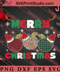 Merry Christmas Teacher Apple Leopard SVG, Christmas Gift SVG, Leopard SVG PNG EPS DXF Silhouette Cut Files