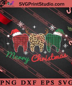 Merry Christmas Tooth SVG, Christmas Gift SVG, Leopard SVG PNG EPS DXF Silhouette Cut Files
