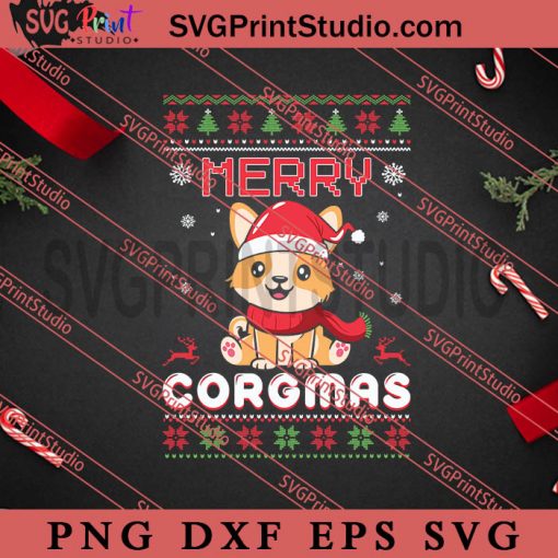 Merry Corgmas Ugly Christmas Corgi SVG, Merry Christmas SVG, Dog Christmas SVG EPS DXF PNG Digital Download